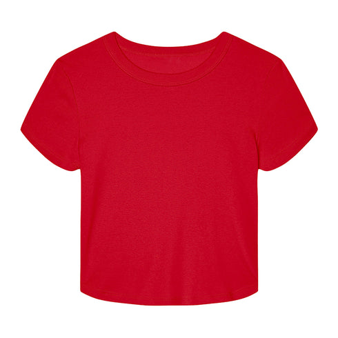 Women's Micro Rib Baby Tee Solid Red Blend front